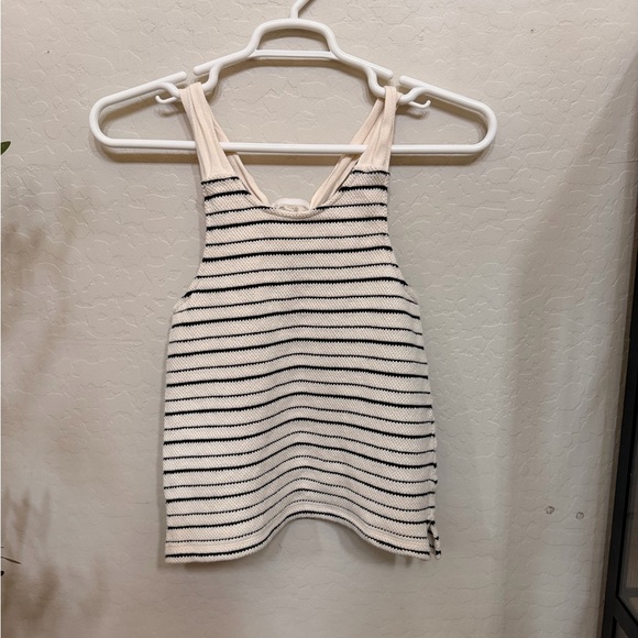 Madewell Tops - Madewell Cream and Navy Striped Knit Tank 100% cotton